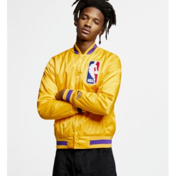Nike SB NBA Bomber Jacket Lakers Yellow Gold Purple Men's Size S NWT